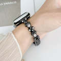 For Apple Watch Series 7 45mm Metal Diamond Bear Chain Watch Band(Black)