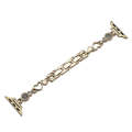 For Apple Watch SE 2023 40mm Diamond Hearts Metal Chain Watch Band(Gold)