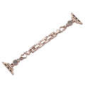 For Apple Watch SE 2022 44mm Diamond Hearts Metal Chain Watch Band(Rose Gold)