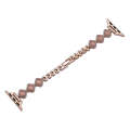 For Apple Watch Series 7 41mm Diamond Four-leaf Clover Metal Chain Watch Band(Rose Gold)