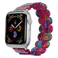 For Apple Watch Series 8 41mm Stretch Rope Resin Watch Band(Pearlescent Rainbow)
