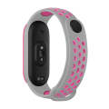 For Xiaomi Mi Band 5 Two-tone Silicone Breathable Watch Band(Gray Pink)
