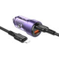 BOROFONE BZ20 Smart QC3.0 + PD20W Dual Ports Fast Charging Car Charger with Type-C to 8 Pin Cable...