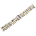 22mm Universal Five Beads Stainless Steel Watch Band(Silver Gold)