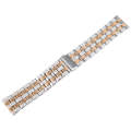 22mm Universal Five Beads Stainless Steel Watch Band(Silver Rose Gold)