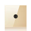 86mm Round LED Tempered Glass Switch Panel, Gold Round Glass, Style:TV Socket