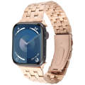 For Apple Watch SE 2023 44mm 22mm Ultra-thin Five Beads Stainless Steel Watch Band(Rose Gold)