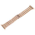 For Apple Watch SE 2023 44mm 22mm Ultra-thin Five Beads Stainless Steel Watch Band(Rose Gold)