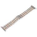 For Apple Watch SE 2023 40mm 22mm Ultra-thin Five Beads Stainless Steel Watch Band(Silver Rose Gold)