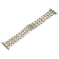 For Apple Watch Series 4 40mm 22mm Ultra-thin Five Beads Stainless Steel Watch Band(Silver Gold)