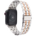 For Apple Watch 42mm 22mm Ultra-thin Five Beads Stainless Steel Watch Band(Silver Rose Gold)