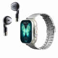 D8 2.01 inch 2 in 1 Bluetooth Earphone Steel Band Smart Watch, Support Health Monitoring / NFC(Si...