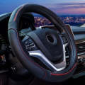 Round Style Car Universal Anti-skid Steering Wheel Cover, Diameter: 38cm(Black Red Line)