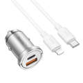 hoco NZ10 Handy PD45W + QC3.0 Car Fast Charging Charger with Type-C to 8 Pin Cable(Silver)