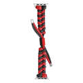 For Apple Watch SE 2023 44mm Paracord Fishtail Braided Silicone Bead Watch Band(Black Red)
