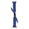 For Apple Watch SE 2023 44mm Paracord Fishtail Braided Silicone Bead Watch Band(Black Blue)