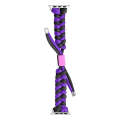 For Apple Watch SE 2023 44mm Paracord Fishtail Braided Silicone Bead Watch Band(Black Purple)
