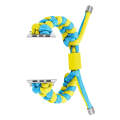 For Apple Watch Series 8 41mm Paracord Fishtail Braided Silicone Bead Watch Band(Light Blue Yellow)