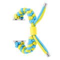 For Apple Watch Series 8 41mm Paracord Fishtail Braided Silicone Bead Watch Band(Light Blue Yellow)