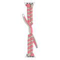 For Apple Watch Series 8 41mm Paracord Fishtail Braided Silicone Bead Watch Band(Pink Grey)