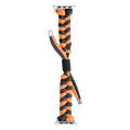 For Apple Watch SE 2022 44mm Paracord Fishtail Braided Silicone Bead Watch Band(Black Orange)