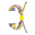 For Apple Watch Series 7 41mm Paracord Fishtail Braided Silicone Bead Watch Band(Purple Yellow)