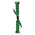 For Apple Watch Series 6 44mm Paracord Fishtail Braided Silicone Bead Watch Band(Black Green)