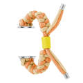For Apple Watch Series 6 44mm Paracord Fishtail Braided Silicone Bead Watch Band(Orange Yellow)