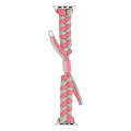 For Apple Watch Series 4 40mm Paracord Fishtail Braided Silicone Bead Watch Band(Pink Grey)