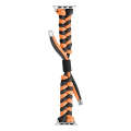 For Apple Watch Series 3 38mm Paracord Fishtail Braided Silicone Bead Watch Band(Black Orange)
