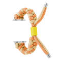 For Apple Watch 38mm Paracord Fishtail Braided Silicone Bead Watch Band(Orange Yellow)