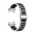 For Samsung Galaxy Watch 6 Quick Release Button Three-bead Stainless Steel Watch Band(Silver Black)