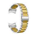 For Samsung Galaxy Watch 6 Quick Release Button Three-bead Stainless Steel Watch Band(Silver Gold)