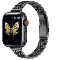 For Apple Watch Ultra 49mm Slim Seven Bead Slingshot Buckle Metal Watch Band(Black)