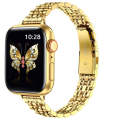 For Apple Watch Series 6 40mm Slim Seven Bead Slingshot Buckle Metal Watch Band(Gold)