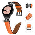 For Samsung Galaxy Watch6 / 6 Classic M Letter D-shaped Twill Leather Watch Band(Black Orange)