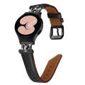 For Samsung Galaxy Watch6 / 6 Classic M Letter D-shaped Twill Leather Watch Band(Black)