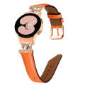 For Samsung Galaxy Watch6 / 6 Classic M Letter D-shaped Twill Leather Watch Band(Rose Gold Orange)