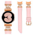 For Samsung Galaxy Watch6 / 6 Classic M Letter D-shaped Twill Leather Watch Band(Rose Gold Pink)