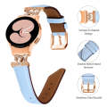 For Samsung Galaxy Watch6 / 6 Classic M Letter D-shaped Twill Leather Watch Band(Rose Gold Blue)
