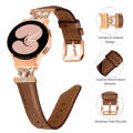 For Samsung Galaxy Watch6 / 6 Classic M Letter D-shaped Twill Leather Watch Band(Rose Gold Brown)