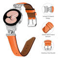 For Samsung Galaxy Watch6 / 6 Classic M Letter D-shaped Twill Leather Watch Band(Silver Orange)