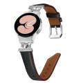 For Samsung Galaxy Watch6 / 6 Classic M Letter D-shaped Twill Leather Watch Band(Silver Black)