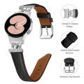For Samsung Galaxy Watch6 / 6 Classic M Letter D-shaped Twill Leather Watch Band(Silver Black)