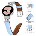 For Samsung Galaxy Watch6 / 6 Classic M Letter D-shaped Twill Leather Watch Band(Silver Blue)