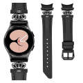 For Samsung Galaxy Watch6 / 6 Classic Crown D-shaped Twill Leather Watch Band(Black)