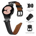 For Samsung Galaxy Watch6 / 6 Classic Crown D-shaped Twill Leather Watch Band(Black)
