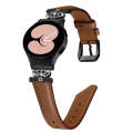 For Samsung Galaxy Watch6 / 6 Classic Crown D-shaped Twill Leather Watch Band(Black Brown)