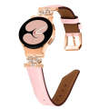 For Samsung Galaxy Watch6 / 6 Classic Crown D-shaped Twill Leather Watch Band(Rose Gold Pink)