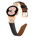 For Samsung Galaxy Watch6 / 6 Classic Crown D-shaped Twill Leather Watch Band(Rose Gold Black)